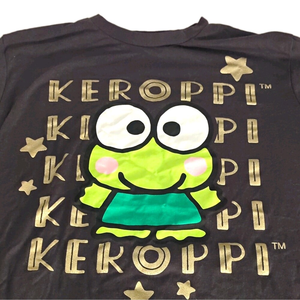Sanrio Keroppi Black Graphic Print Crew Neck Short Sleeve T-Shirt Size L